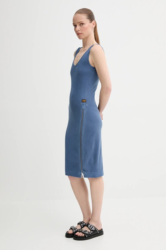 G-Star sukienka bawełniana D26593.E040 niebieski SS25