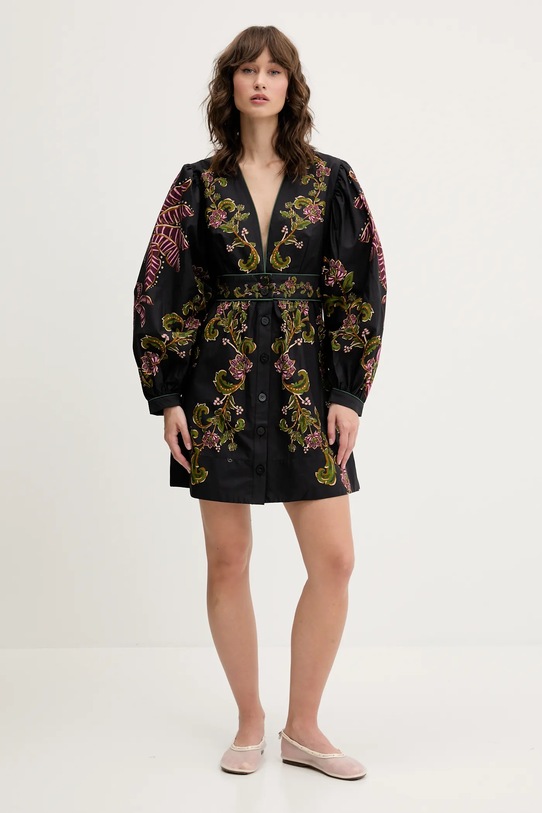 Farm Rio sukienka bawełniana 334354 czarny SS25