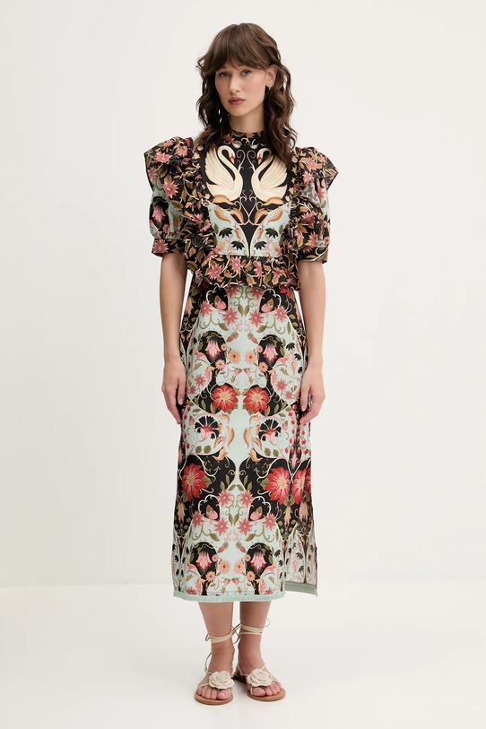 Платье Farm Rio узор бирюзовый 328823