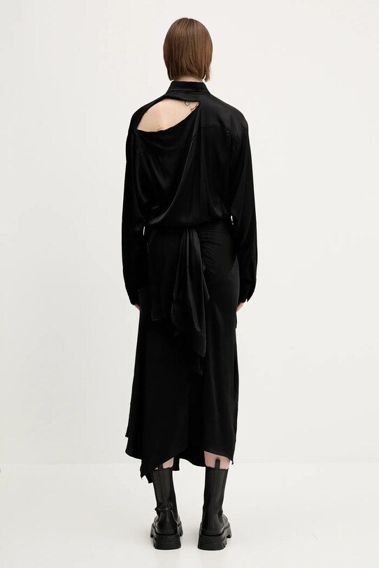 Odzież Ottolinger sukienka Deconstructed Satin Cut-Out 111.501911.02 czarny