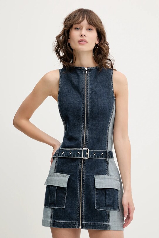 The Ragged Priest sukienka jeansowa casual granatowy RPSS251005DN