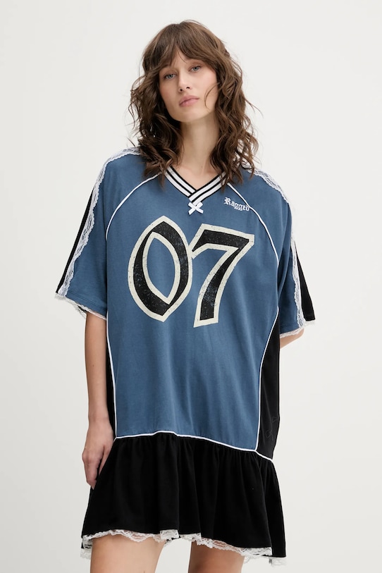 The Ragged Priest rochie din bumbac mini albastru RPSS251042JS