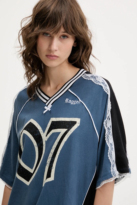 The Ragged Priest rochie din bumbac albastru RPSS251042JS