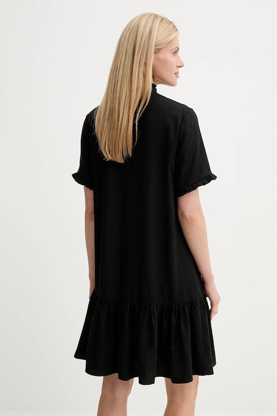 Odzież Bruuns Bazaar sukienka z domieszką lnu BBW4499 czarny