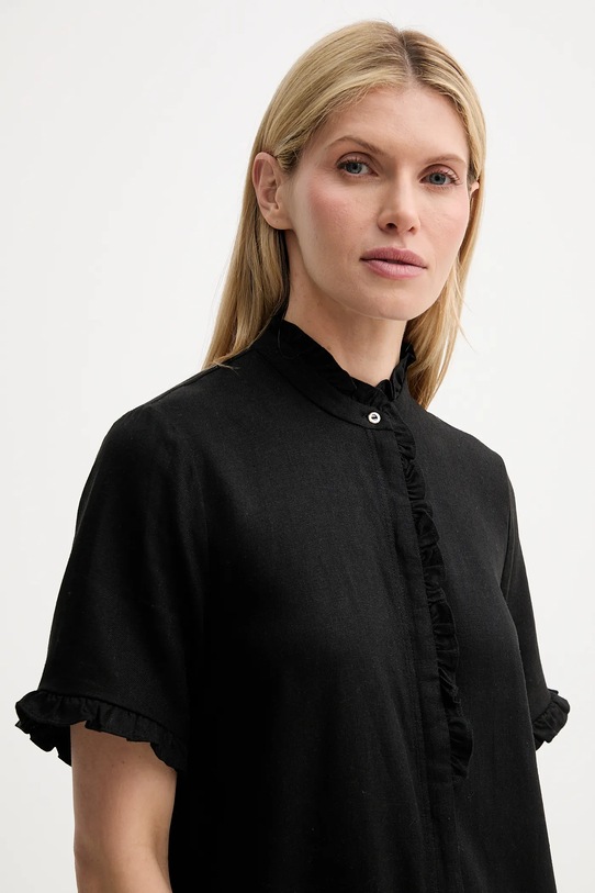 Bruuns Bazaar sukienka z domieszką lnu czarny BBW4499