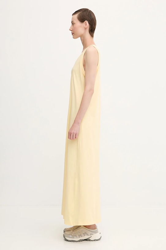 Βαμβακερό φόρεμα Pangaia Midweight Long Dress 10002554 κίτρινο SS25
