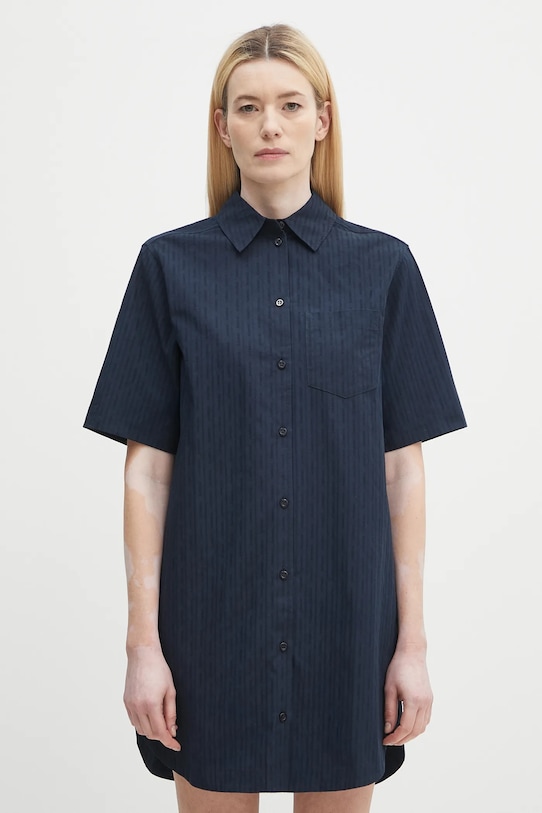 Bavlnené šaty Samsoe Samsoe SATINA bavlna tmavomodrá F25200080