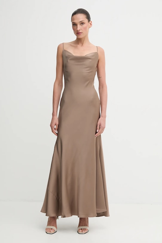 Bardot sukienka tkanina brązowy 59709DB3