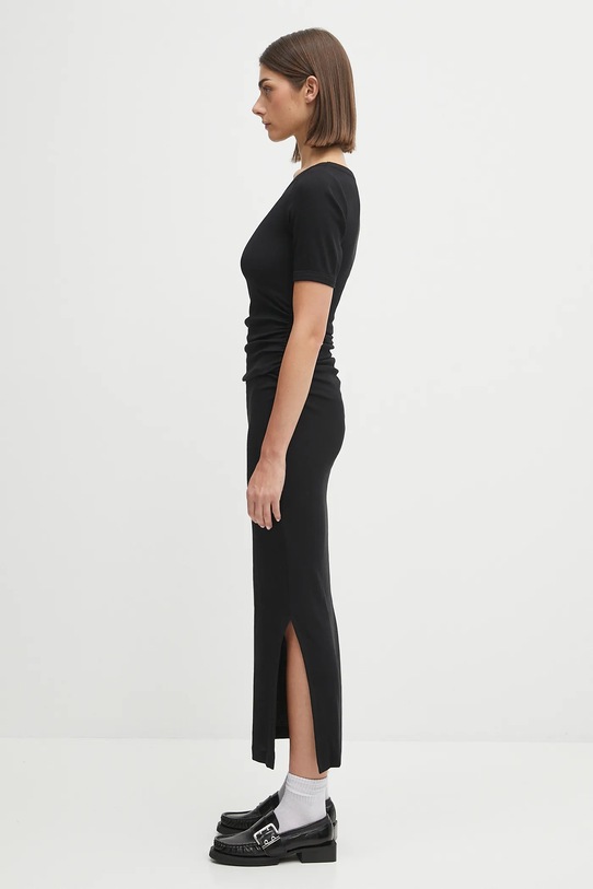Φόρεμα GANNI Soft Cotton Rib T4146 μαύρο SS25