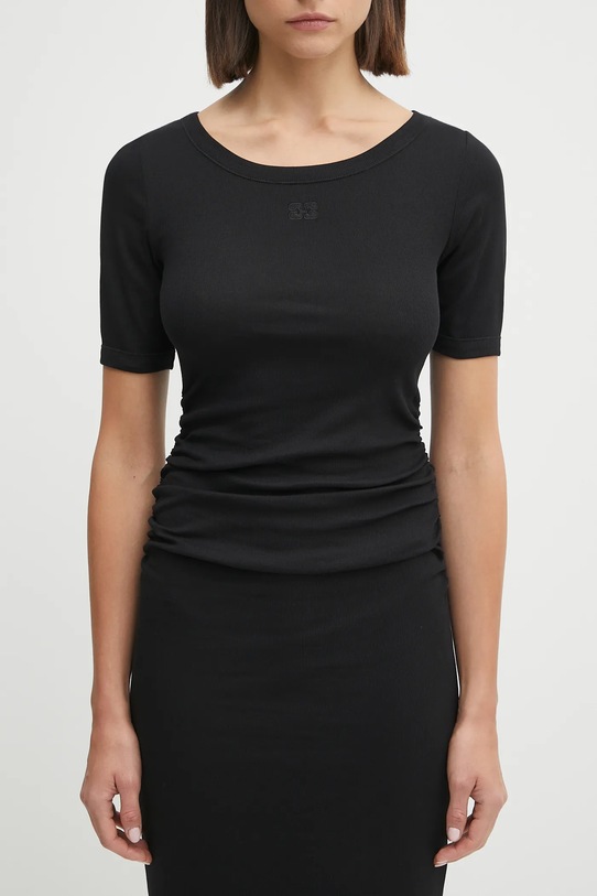 GANNI vestito Soft Cotton Rib nero T4146