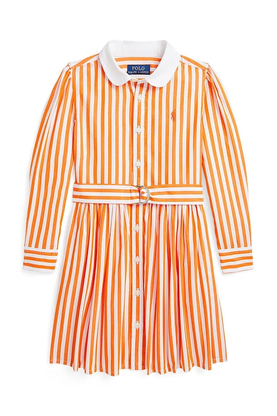 Хлопковое детское платье Polo Ralph Lauren длинный оранжевый 312957443002