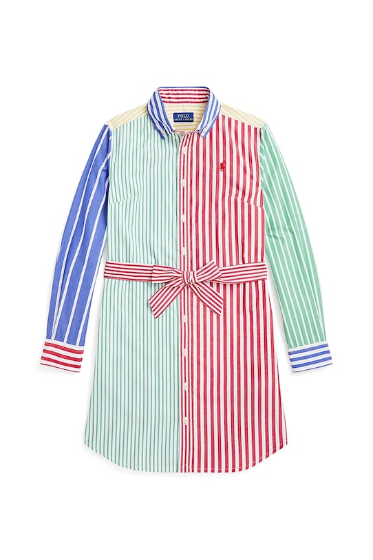 Хлопковое детское платье Polo Ralph Lauren длинный мультиколор 313957447001