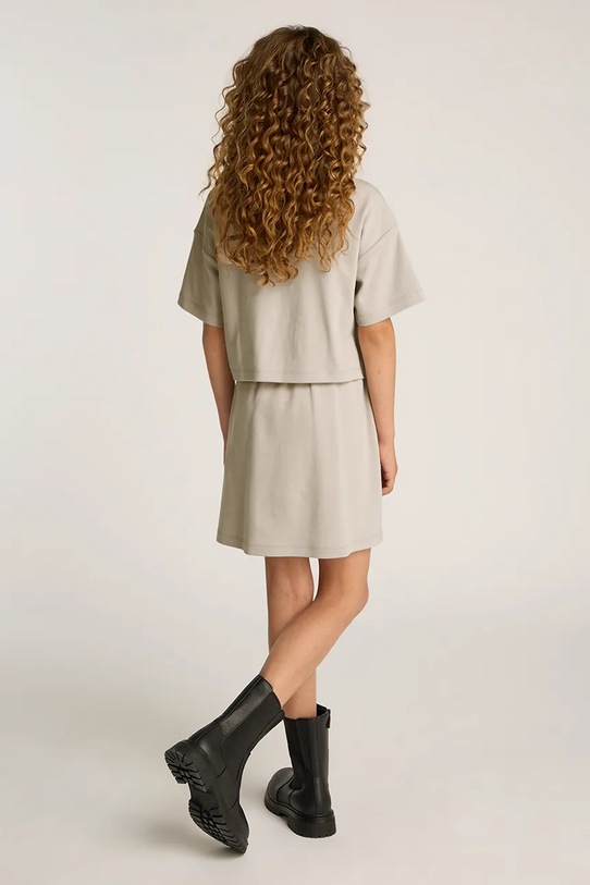 Dječja pamučna haljina Calvin Klein Jeans bež IG0IG02770.128.176.PPYA