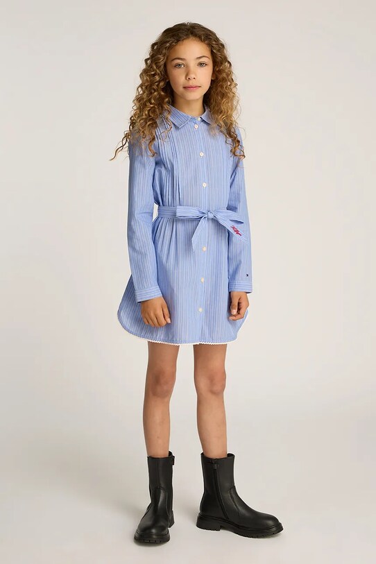 Дитяча бавовняна сукня Tommy Hilfiger бавовна блакитний KG0KG08335.PPYA
