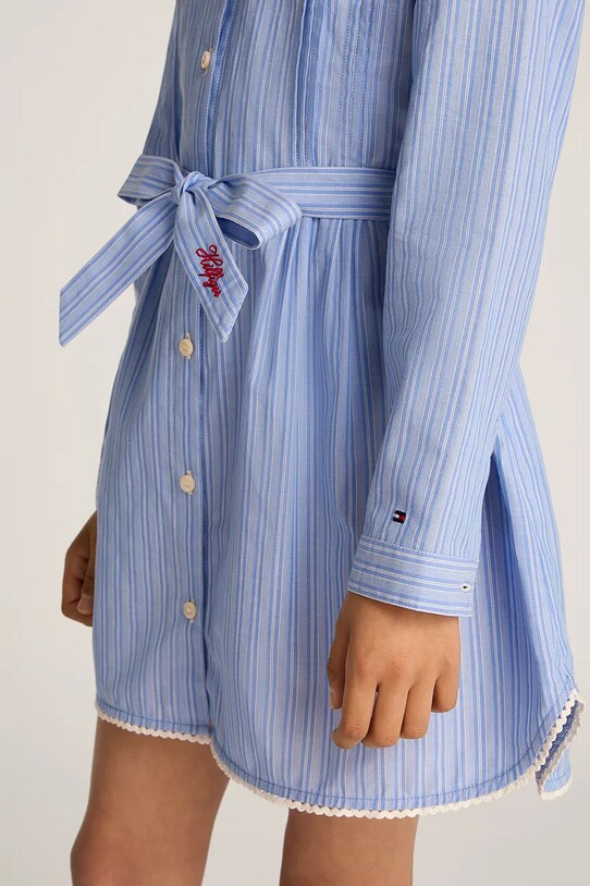 Дитяча бавовняна сукня Tommy Hilfiger KG0KG08335.PPYA блакитний