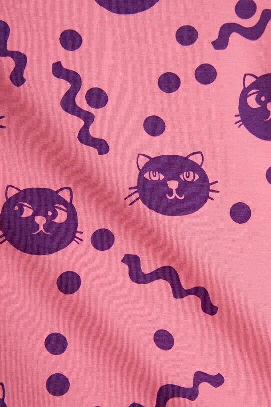 Fete Mini Rodini rochie din bumbac pentru copii Squiggly cats 2515010628 roz