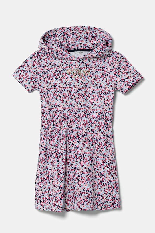 Дитяча бавовняна сукня Guess короткий блакитний J5RK32.KA6R4.PPYA