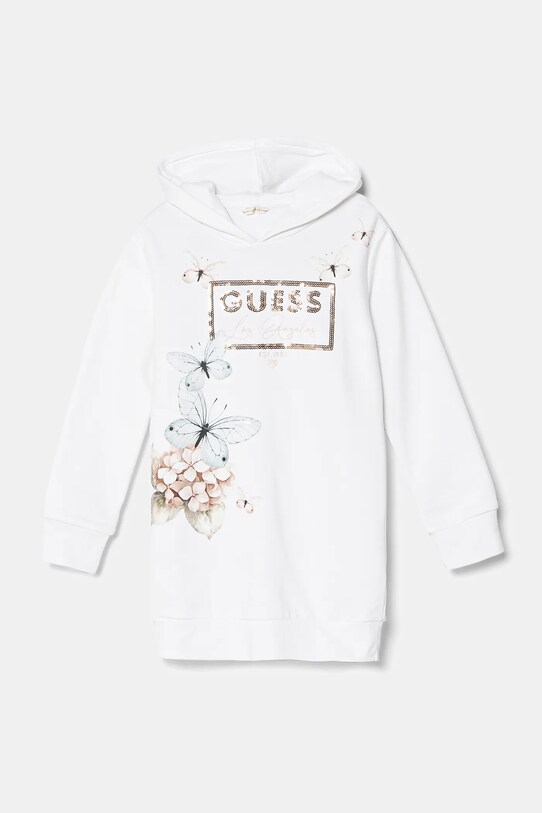 Дитяча бавовняна сукня Guess довгий білий J5RK35.KAD74.PPYA