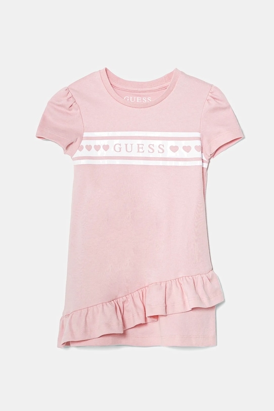 Dětské bavlněné šaty Guess midi růžová K5RK04.KA6W4.PPYA