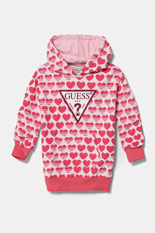 Guess sukienka bawełniana dziecięca nadruk różowy K5RK08.KA6R4.PPYA