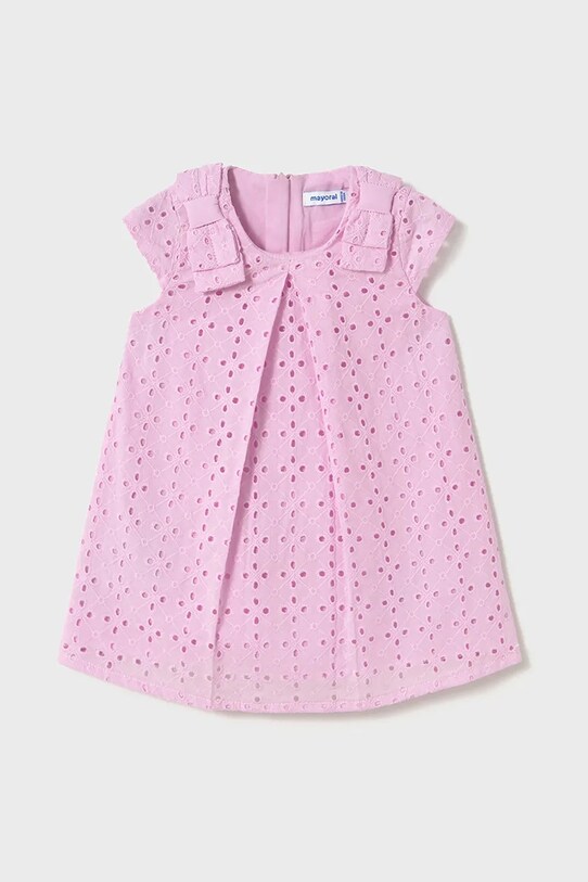 Хлопковое детское платье Mayoral короткий розовый 1913.4C.Baby.PPYA