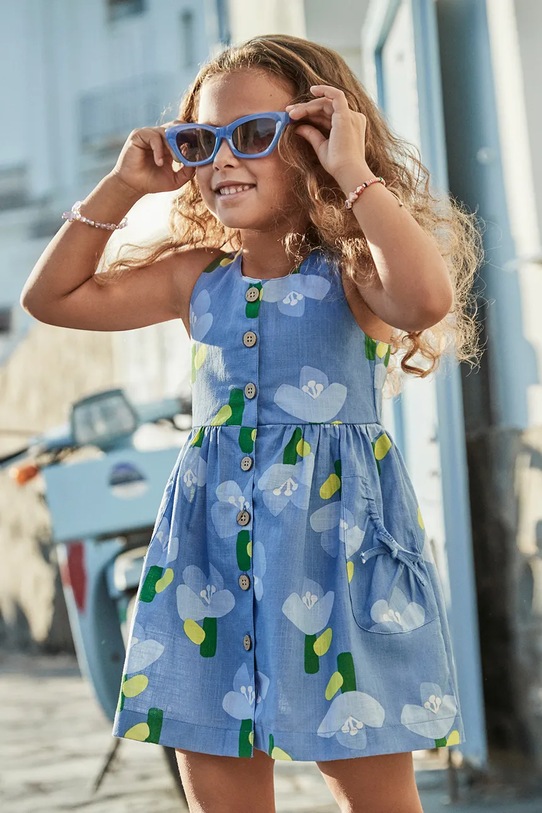 Mayoral rochie din bumbac pentru copii mini albastru 3960.6J.Mini.PPYA