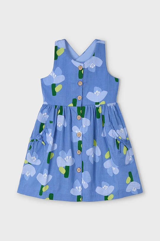 Mayoral rochie din bumbac pentru copii 3960.6J.Mini.PPYA albastru SS25