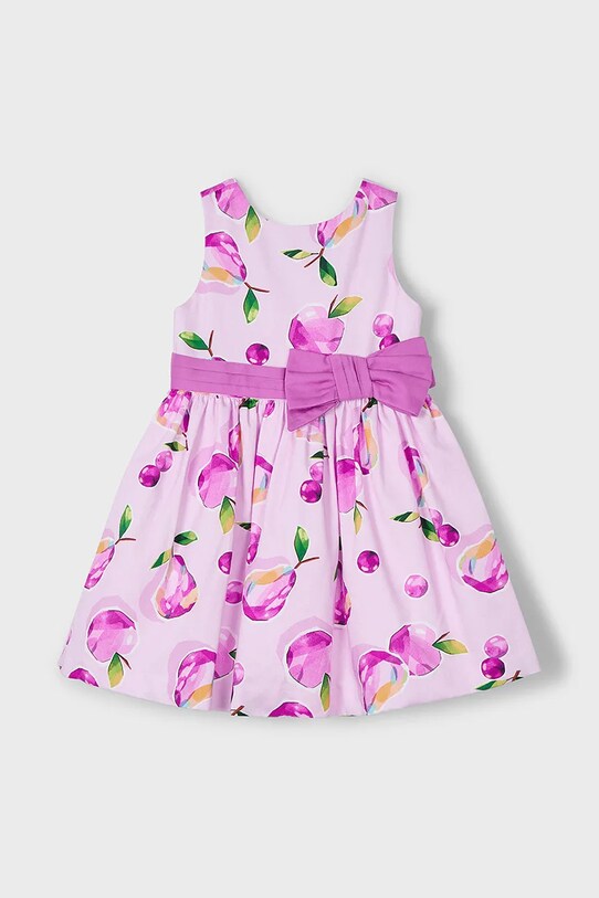 Хлопковое детское платье Mayoral 3917.6C.Mini.PPYA фиолетовой SS25
