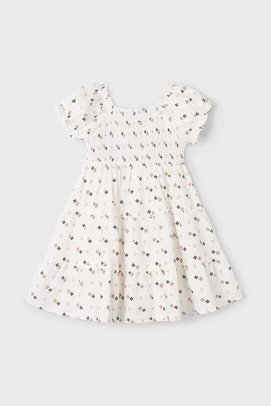 Dječja pamučna haljina Mayoral Planet friendly bež 3925.6G.Mini.PPYA