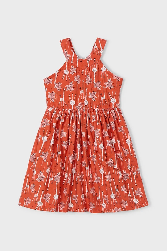 Mayoral sukienka bawełniana dziecięca wzorzyste pomarańczowy 3938.6M.Mini.PPYA