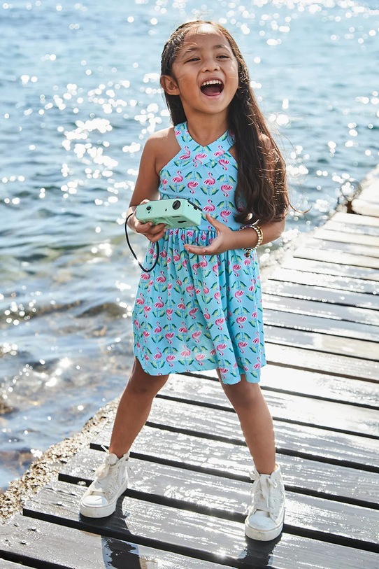 Dječja pamučna haljina Mayoral Planet friendly tirkizna 3938.6M.Mini.PPYA