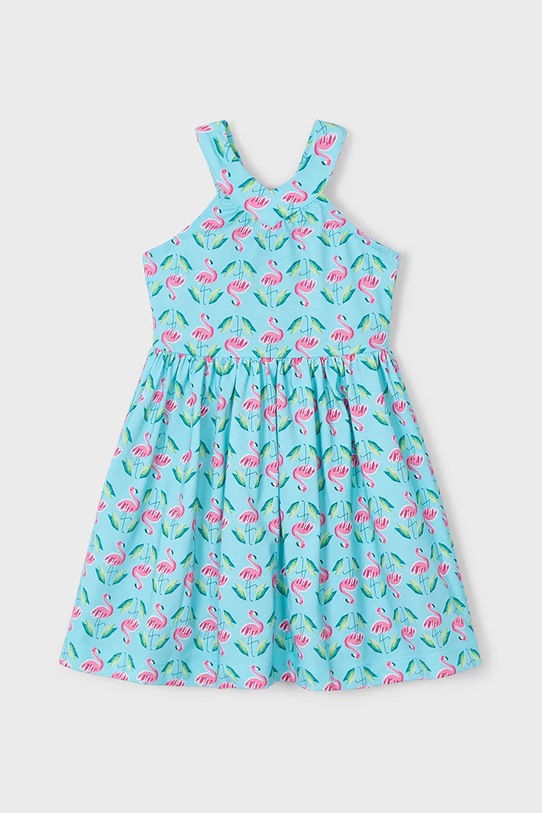Dječja pamučna haljina Mayoral 3938.6M.Mini.PPYA tirkizna SS25