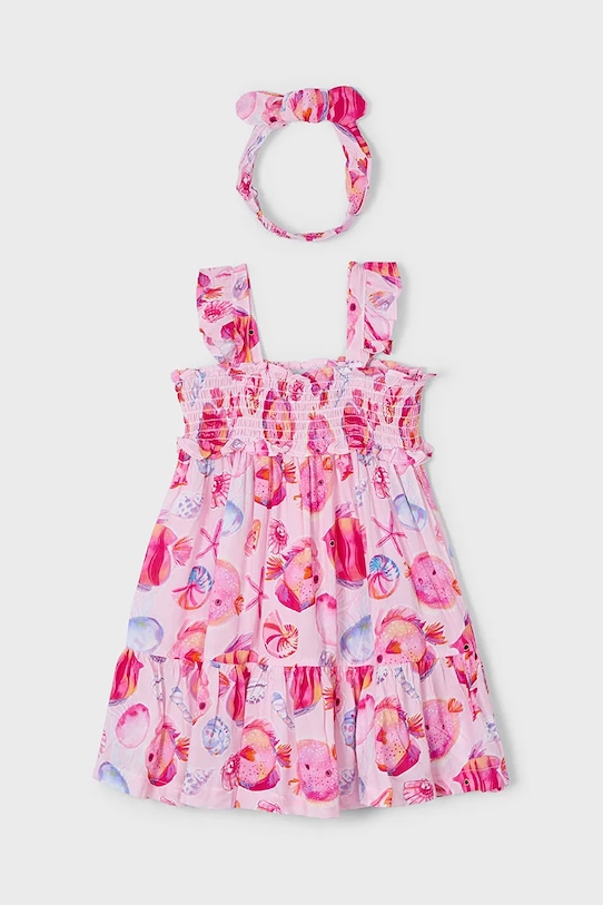 Mayoral rochie din bumbac pentru copii 3939.6P.Mini.PPYA roz SS25