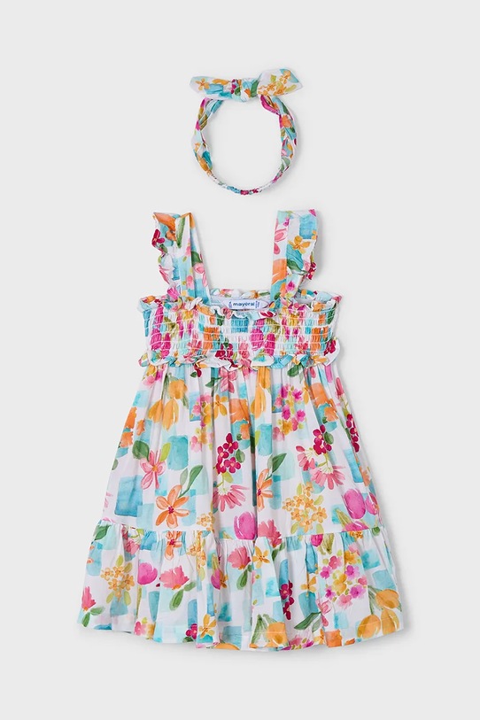 Mayoral sukienka bawełniana dziecięca 3939.6P.Mini.PPYA niebieski SS25