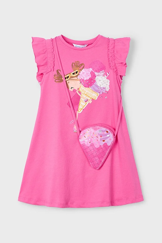 Mayoral sukienka bawełniana dziecięca nadruk różowy 3940.6P.Mini.PPYA