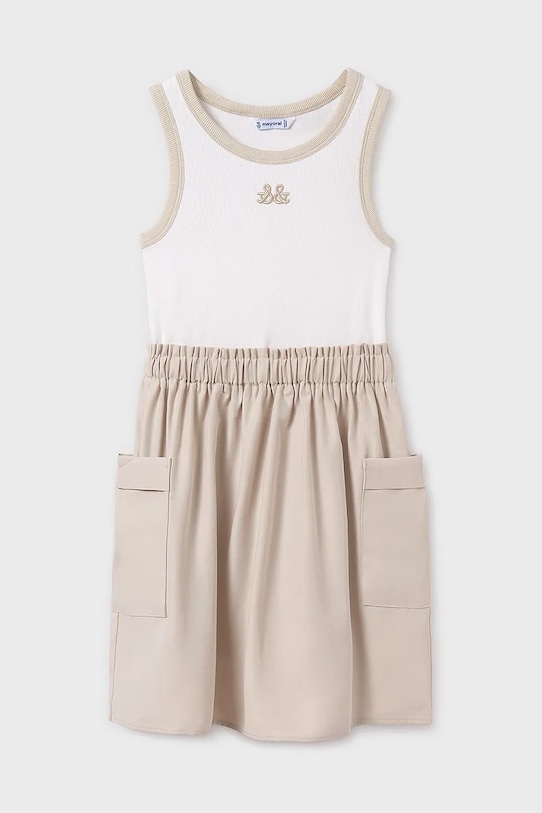 Mayoral sukienka dziecięca z elastanem beżowy 6980.8C.Junior.PPYA