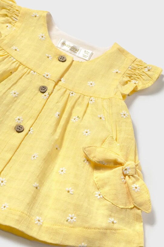 Fete Mayoral Newborn rochie din bumbac pentru bebeluși 1851.2F.Newborn.PPYH galben