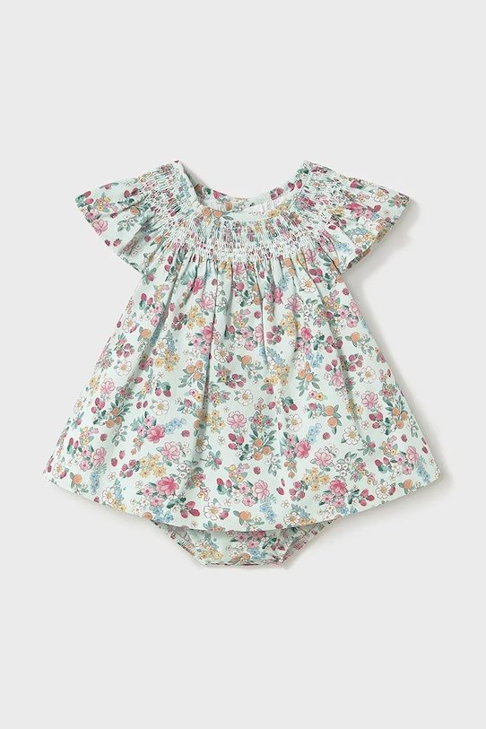 Детское хлопковое платье Mayoral Newborn короткий бирюзовый 1867.2M.Newborn.PPYH