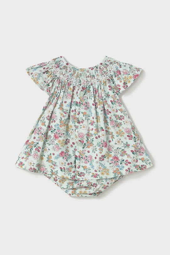 Детское хлопковое платье Mayoral Newborn 1867.2M.Newborn.PPYH бирюзовый SS25