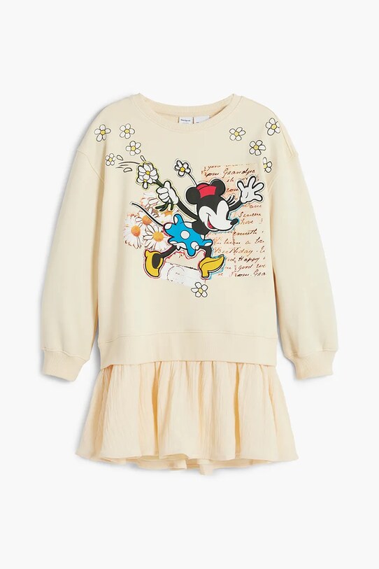Дитяча бавовняна сукня Desigual 25SGVK22 бежевий SS25