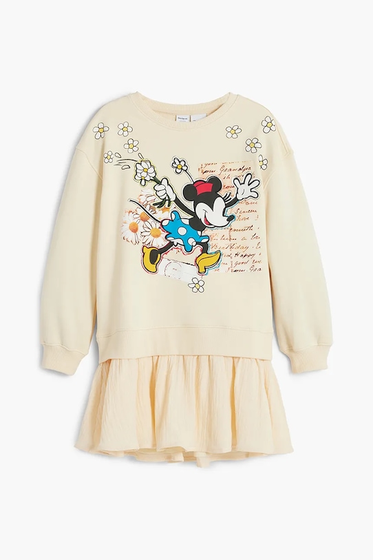 Хлопковое детское платье Desigual 25SGVK22 бежевый SS25