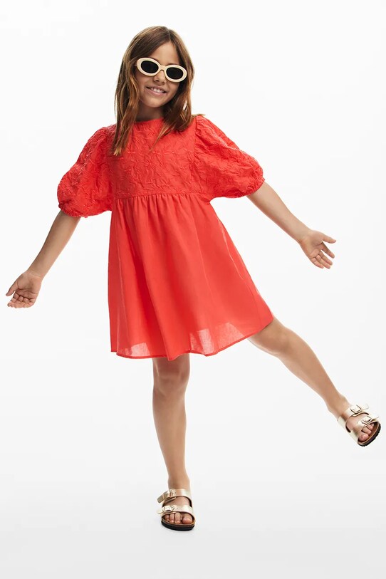 Дитяча бавовняна сукня Desigual короткий помаранчевий 25SGVW06