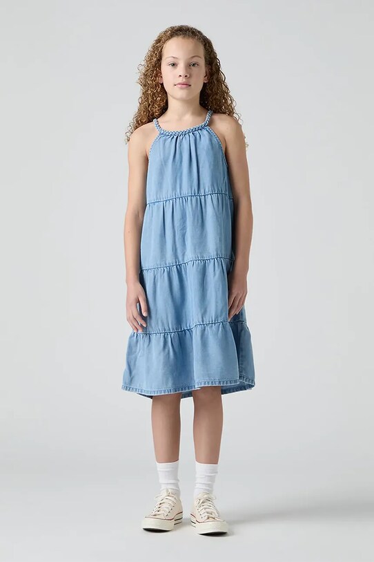 Дитяча сукня Levi's HALTER TIERED DRESS midi блакитний 4EM228