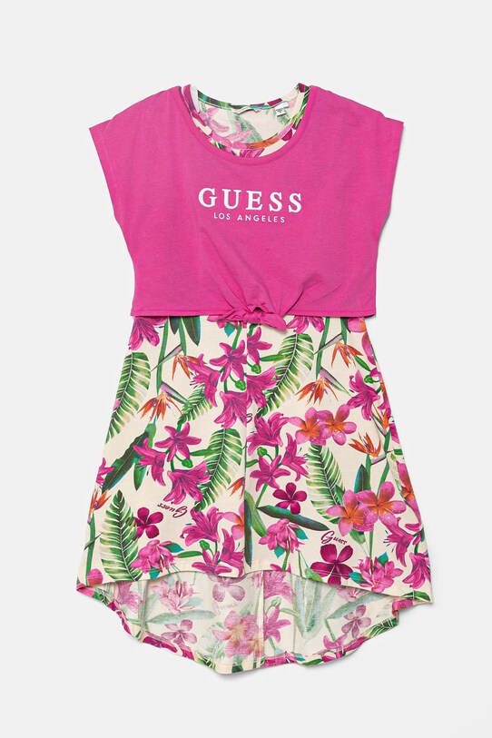Παιδικό φόρεμα Guess με μοτίβο ροζ J5GK13.K6YW4.PPYA