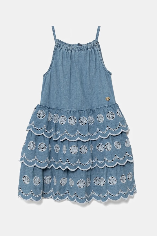 Guess sukienka bawełniana dziecięca rozkloszowany niebieski J5GK19.D5NZ0.PPYA