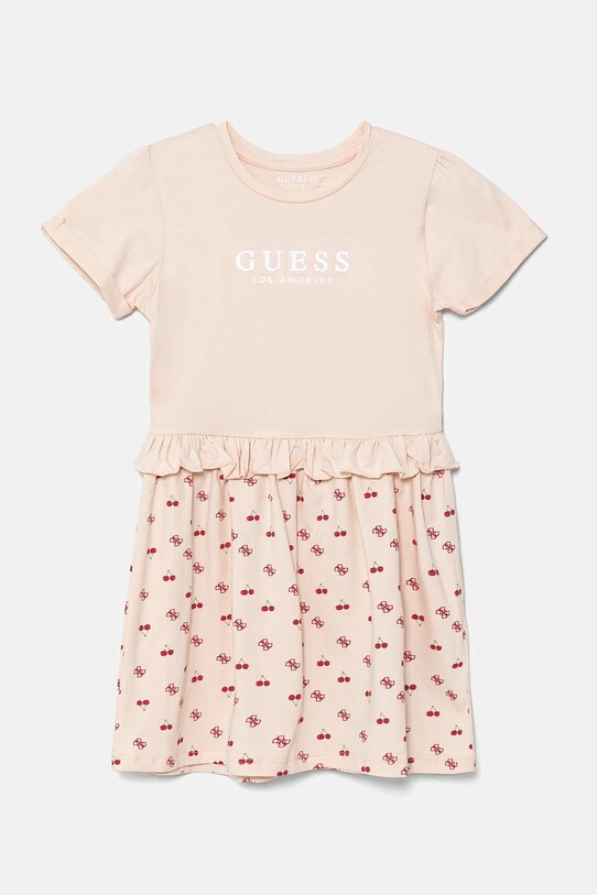 Dětské bavlněné šaty Guess mini béžová K5GK08.K6YW4.PPYA