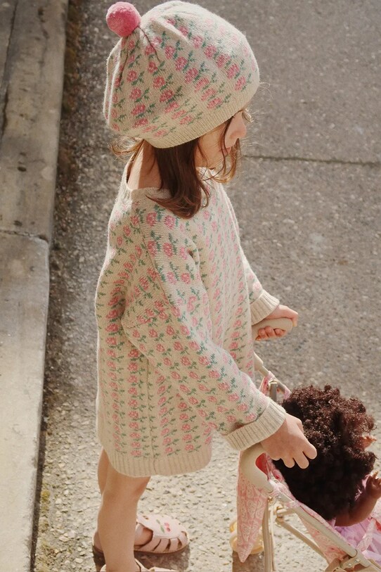 Дитяча вовняна сукня Konges Sløjd BELOU KNIT DRESS довгий бежевий KS102860