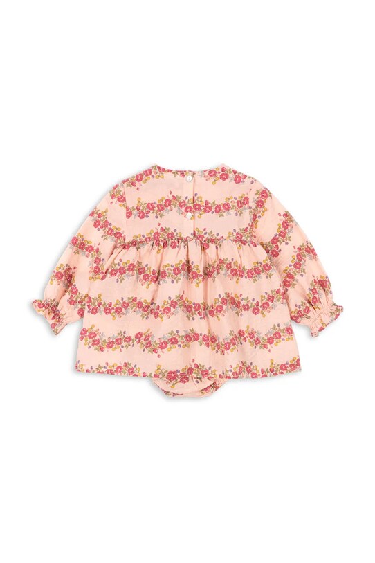 Детское хлопковое платье Konges Sløjd BELLA FRILL ROMPER GOTS KS102295 розовый SS25