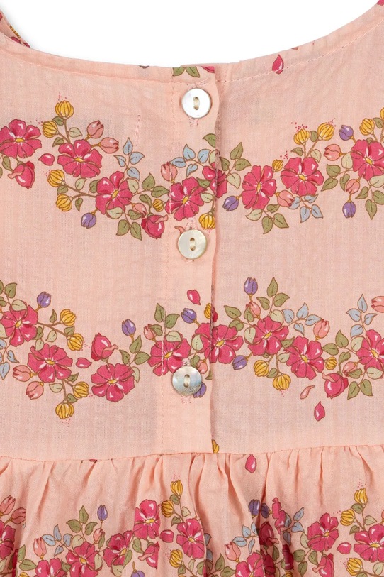 Fete Konges Sløjd rochie din bumbac pentru bebeluși BELLA FRILL ROMPER GOTS KS102295 roz