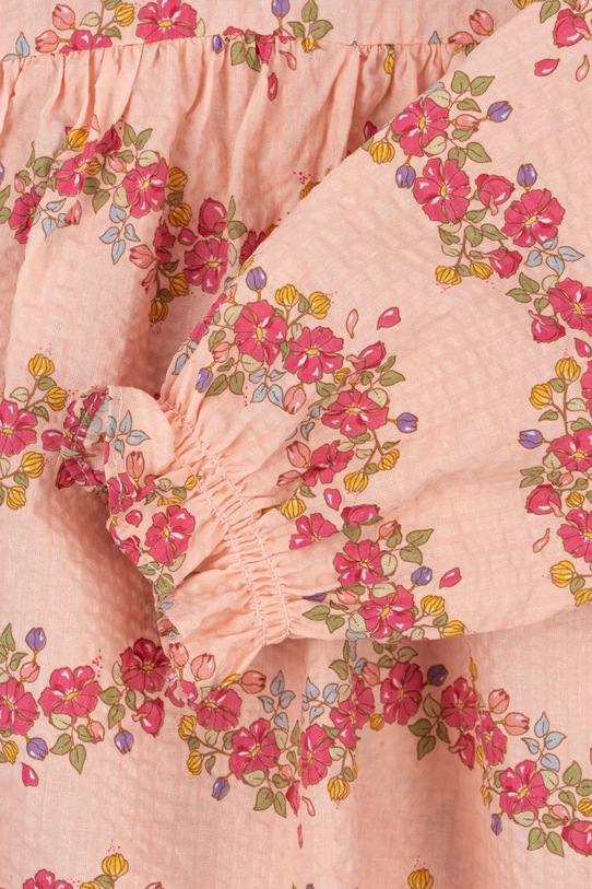 Konges Sløjd rochie din bumbac pentru bebeluși BELLA FRILL ROMPER GOTS roz KS102295